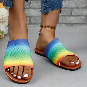 Women's Knitted Breathable Candy-Colored One-Strap Flat Sandals 62415042C