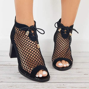Women's Lace-Up Chunky Heel Leopard Print Sandals 49797571C