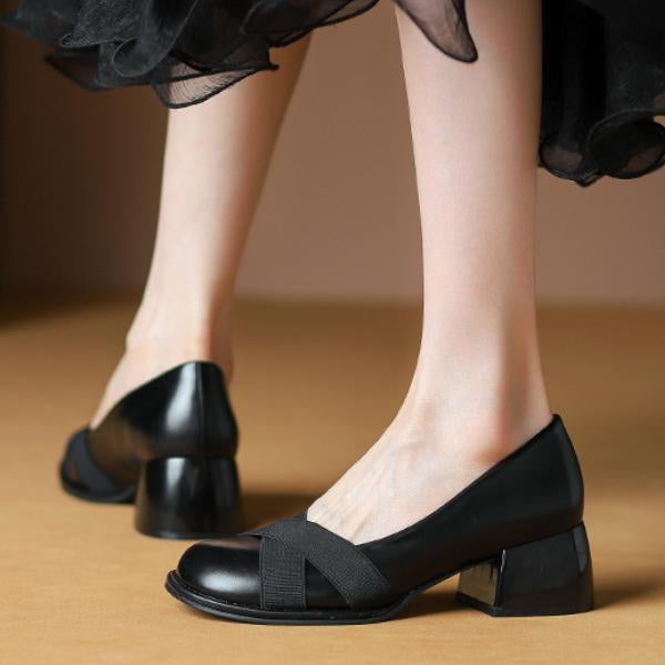 Women's Elegant Colorblock Chunky Heel Mary Jane Shoes 27523642C