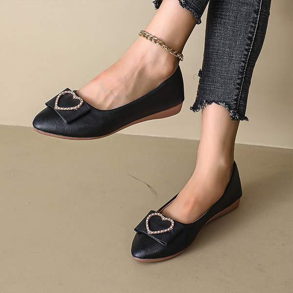 Heart Design Pointed-toe Soft Sole Flats for Women 07842669C