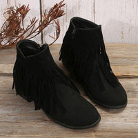 Women's Casual Retro Thick Heel Tassel Short Boots 54009145S