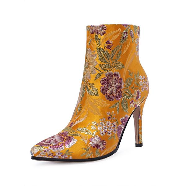 Women's Ethnic Style Flower Print High Heel Ankle Boots 05474781S