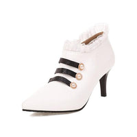 Women's Elegant Lace Trim Pointed Stiletto Heels 74850503S