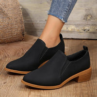 Women's Casual Thick Heel Slip-On Loafers Ankle Boots 69560026S