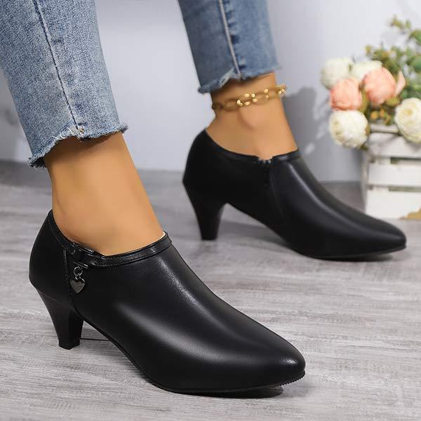 Women's Pointed-Toe Ankle Boots with Side Zipper 08678507C