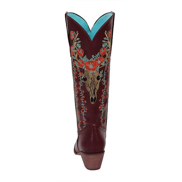Women's Retro Embroidered Chunky Heel Knee Boots 85330726S