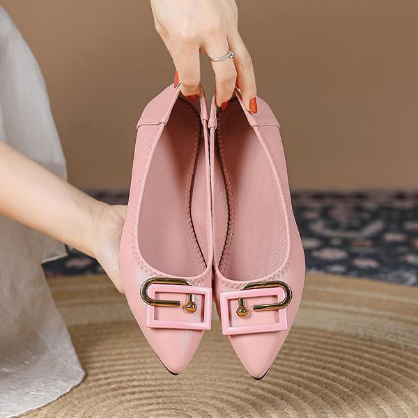 Women's Elegant Pointed Toe Barbie Pink Flats 63479448S