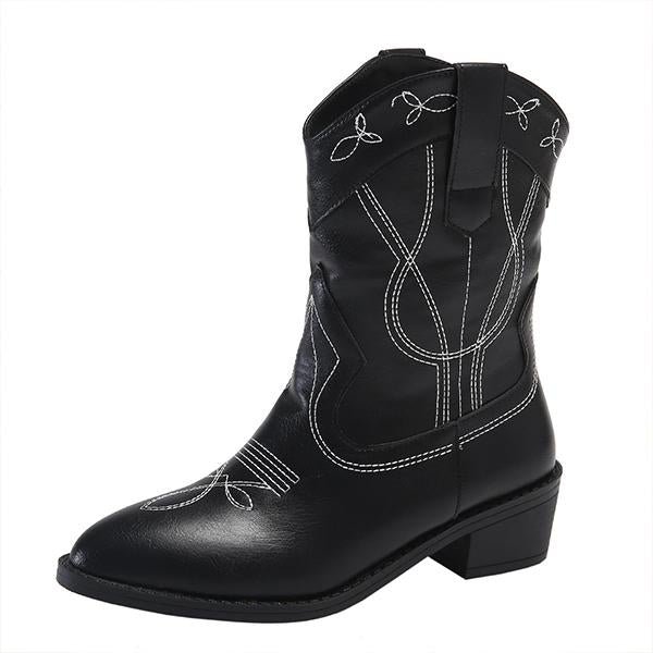 Women's Casual Embroidered Short Rider Boots 31843376S