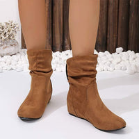 Women's Flat Suede Ruched Ankle Boots 75663677C