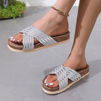 Women's Fashionable Cross Strap Flat Slippers 81328287S