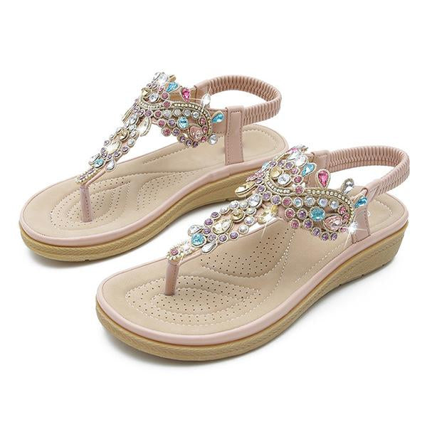 Women's Fashion Rhinestone Flat Flip-Flop Sandals 41824462C