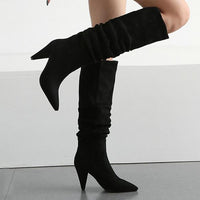 Women's Stylish Pointed Toe Tapered Heel Over-the-Knee Boots 73301097S