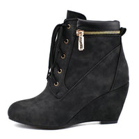 Women's Casual Suede Wedge Lace-Up Ankle Boots 41842459S