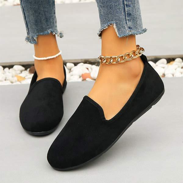 Women's Round-Toe Shallow Mouth Flats in Suede 60327533C