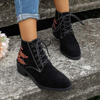 Women's Pointed-Toe Lace-Up Chunky Heel Ankle Boots 78377521C
