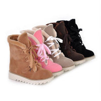 Women's Casual Plush Lace Up Thick Soled Snow Boots 59178905S