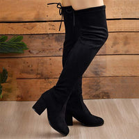 Women's Chunky Round Toe High Heel Over The Knee Boots 94880999C