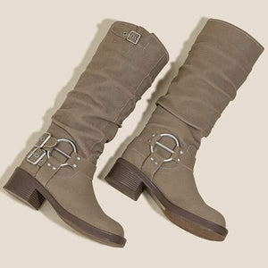 Women's Chunky Heel Knight Boots Retro Western Cowboy Boots 28101226C