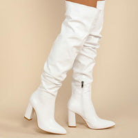 Women's Chunky Heel Fashion Side Zipper Tall Boots 69789925C