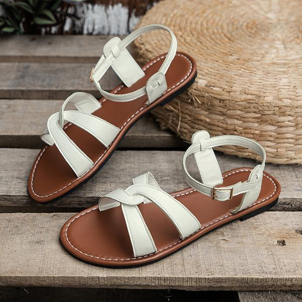 Women's Casual Round Toe Buckle Flat Sandals 46369295S