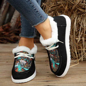 Women's Round-Toe Low-Cut Flat Casual Cotton Shoes 47811001C