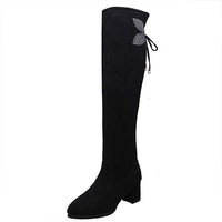 Women's Chunky Heel Suede Over-the-Knee Boots 06428120C
