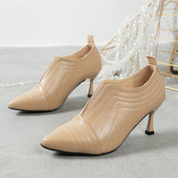 Women's Elegant Nude Pointed Toe Stiletto Ankle Boots 37325720S