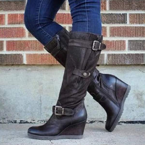 Women's Vintage Wedge Heel Knee-High Boots 96860091C
