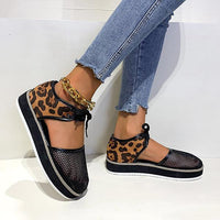 Women's Casual Leopard Mesh Lace-Up Platform Sandals 94479688S