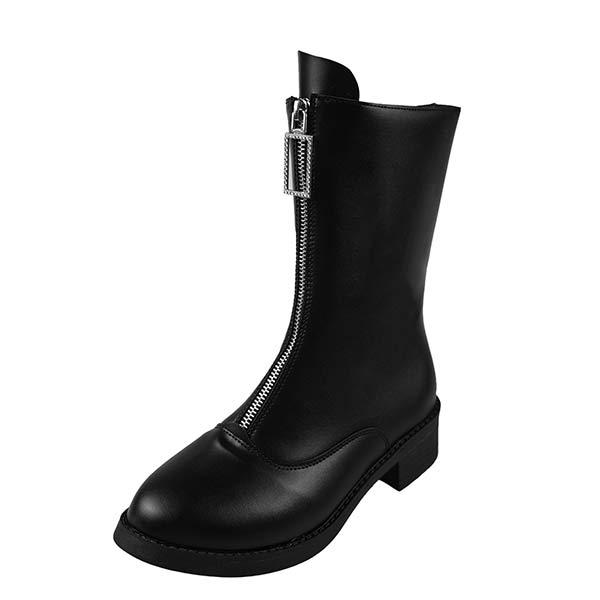 Women's Mid-Calf Front Zipper Short Boots 49379539C