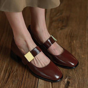 Women's retro square toe chunky heel Mary Jane 80467736S