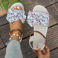 Women's Casual Bow Floral Buckle Flat Sandals 82570447S