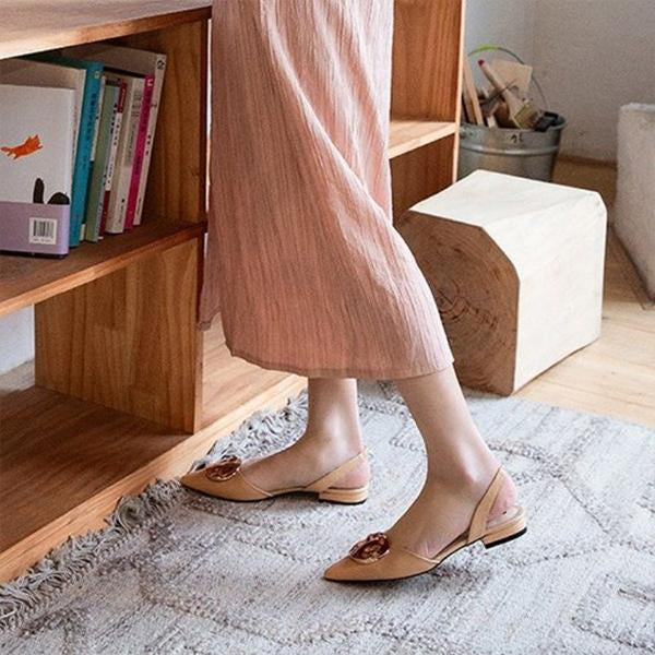 Women's Stylish Metallic Pointed Toe Slip-On Flats 07412282S