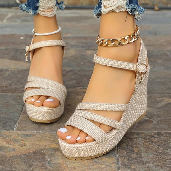 Women's Casual Denim Thick Sole Wedge Sandals 05009043S