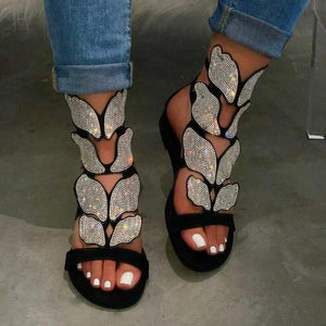 Women'S Fashion Flat Bow Rhinestone Sandals 09008747