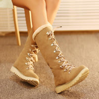 Women's Comfortable Lace-up Plush Thick-Soled Snow Boots 00868295S