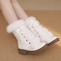 Women's Casual Thick Sole Lace Up Furry Snow Boots 87043729S