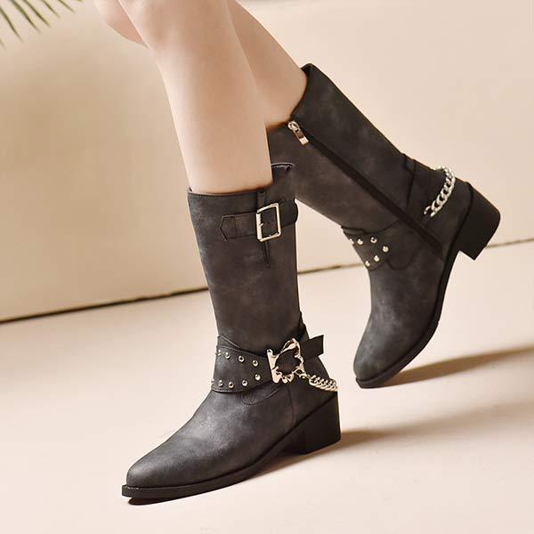 Women's Pointed Toe Side Zipper Ankle Boots 78021236C
