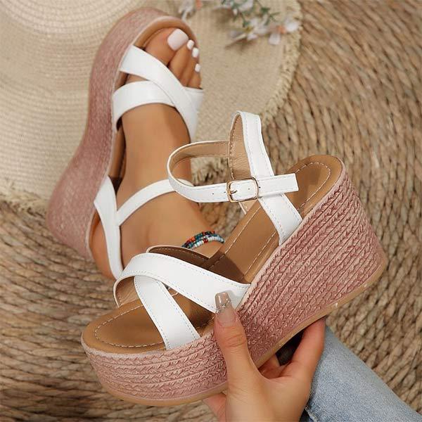 Women's Wedge Sandals with Thick Sole and Waterproof Platform 11103598C