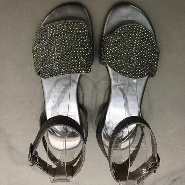 Women's Casual Fashion Rhinestone Silver Sandals 04795847S