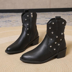 Women's Fashion Star Block Heel Short Boots 90279430S