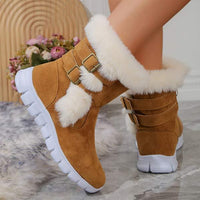 Women's Round-Toe Warm Faux Fur Side-Zip Short Boots 64056110C