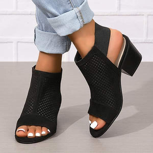Women's Round-Toe High Heel Slip-On Sandals 71694473C