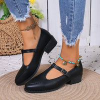 Women's Casual T-Buckle Thick Heel Medium Heel Shoes 46838060S