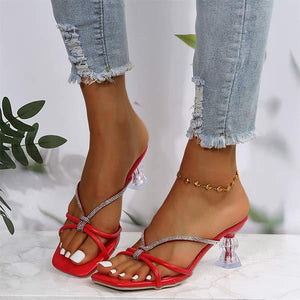 Women's Crystal High Heel Slide Sandals 07861212C