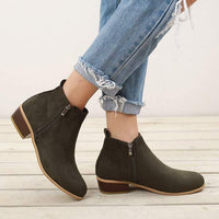 Women'S Side Zipper Chunky Heel Ankle Boots 60741187C