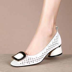 Women's Casual Shallow Slip-on Hollow Block Heels 84723919S