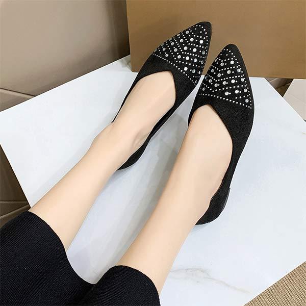 Women's Stylish Pointed-Toe Rhinestone Flat Shoes 14522411C