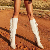 Women's Tassel Boots Side Zipper Chunky Heel Fashion Boots 69585160C
