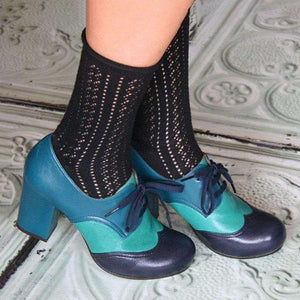 Women's Retro Elegant Color Block Chunky Heels 43289663S